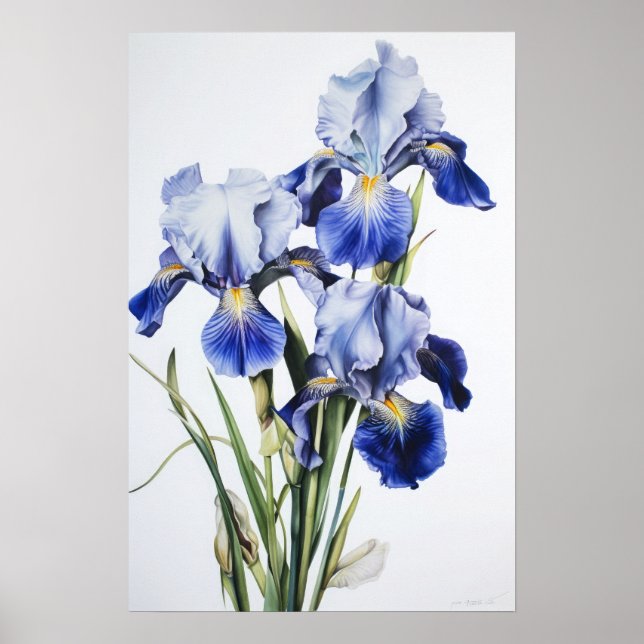 Blue Irische Blume Art Print Poster (Vorne)