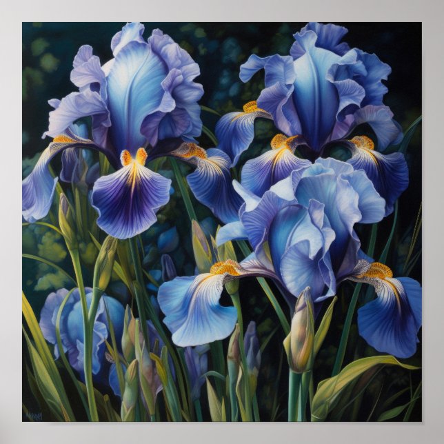Blue Irische Blume Art Print Poster (Vorne)