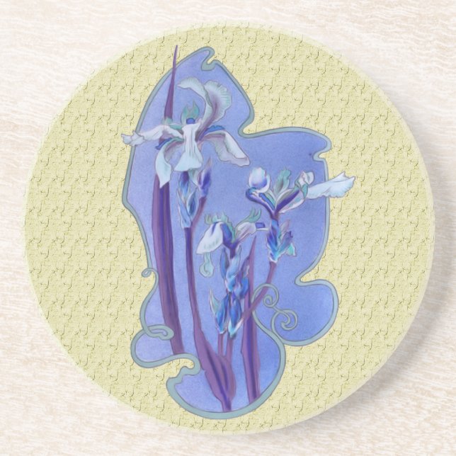 Blue Irises Art Floral Untersetzer (Vorne)