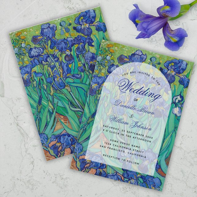 Blue Irises Floral Arch Van Gogh Wedding Elegant Einladung (Von Creator hochgeladen)