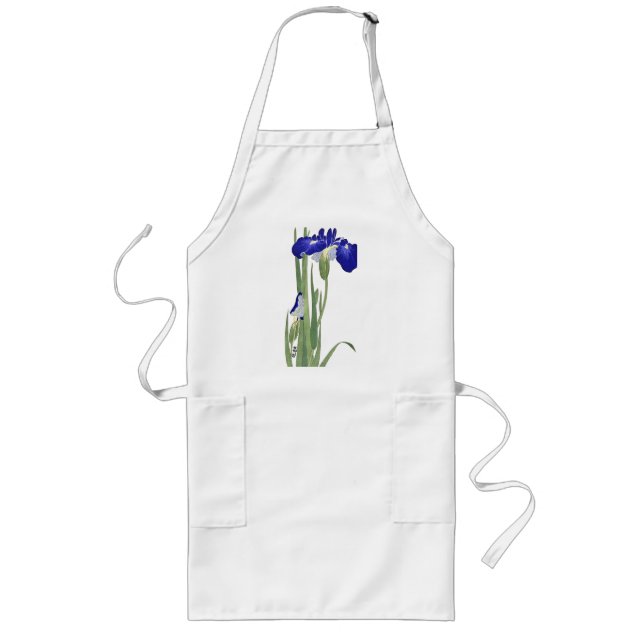 Blue Irises von Ohara Koson Lange Schürze (Vorne)