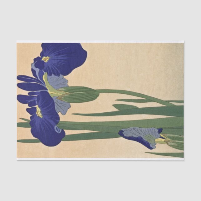 Blue Irises von Ohara Koson Seidenpapier (Vorderseite)