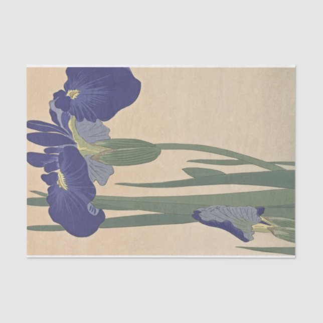 Blue Irises von Ohara Koson Seidenpapier (Vorderseite)