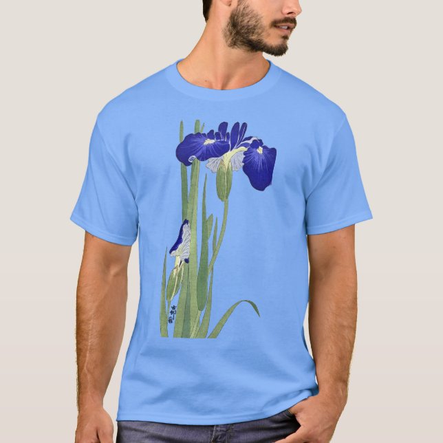 Blue Irises von Ohara Koson T-Shirt (Vorderseite)