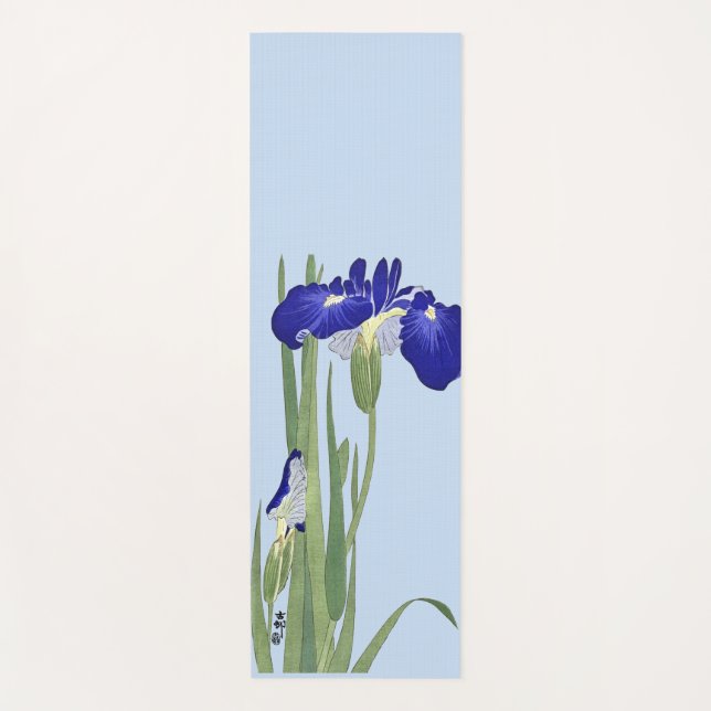 Blue Irises von Ohara Koson Yogamatte (Vorderseite)