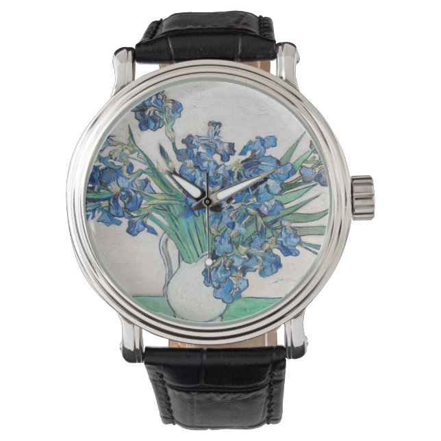 Blue Irises von Vincent Van Gogh Fine Art Armbanduhr (Vorderseite)