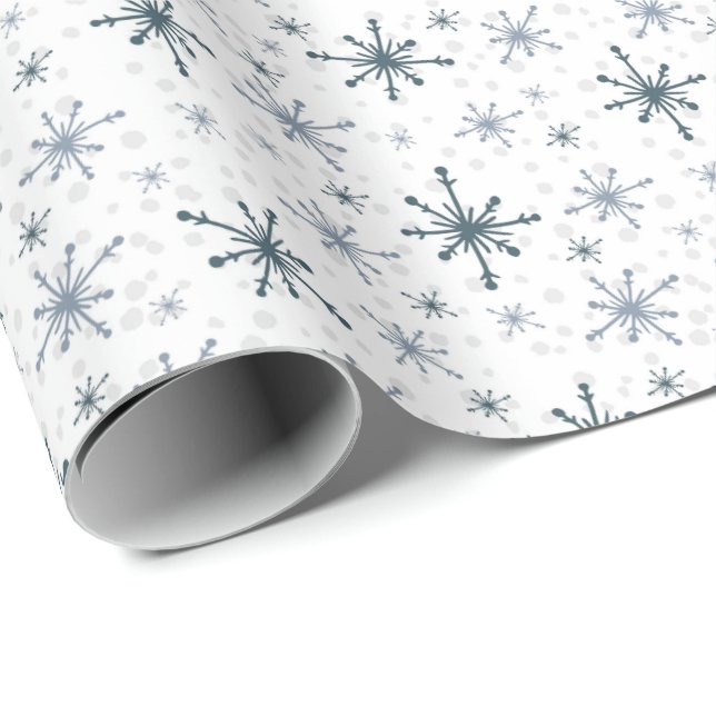 Blue-ish Gray Snowflake Tissue Paper Geschenkpapier (Rolleneckpunkt)