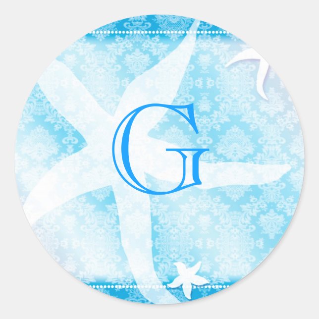 Blue Island Starfish Wedgram Runder Aufkleber (Vorderseite)