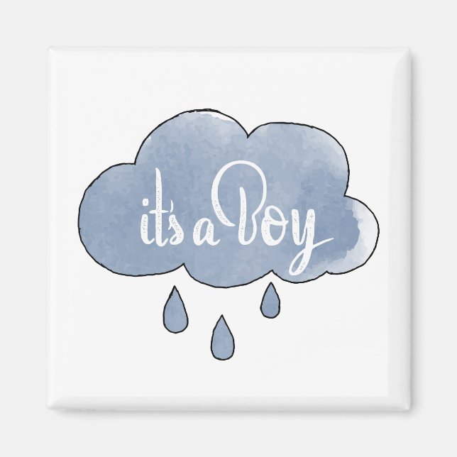 Blue It a Boy Calligraphy Es ist eine junge Kunst Magnet (Vorne)