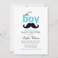 Blue It is a Boy Mustache Baby Shower Einladungen