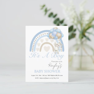 Blue It is a Boy Rainbow Budget Baby Shower Postkarte
