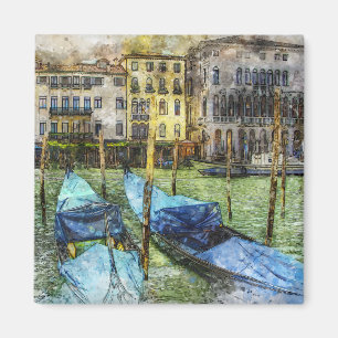 Blue Italian Gondolas Magnet