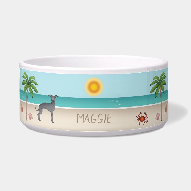 Blue Italian Greyhound im Tropical Summer Beach Napf (Vorderseite)