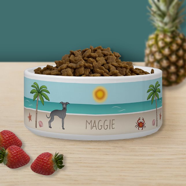 Blue Italian Greyhound im Tropical Summer Beach Napf (Von Creator hochgeladen)