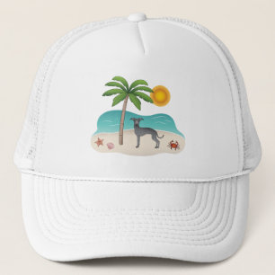 Blue Italian Greyhound im Tropical Summer Beach Truckerkappe