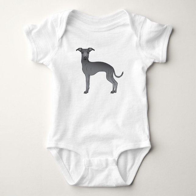 Blue Italian Greyhound Niedlich Cartoon Dog Design Baby Strampler (Vorderseite)