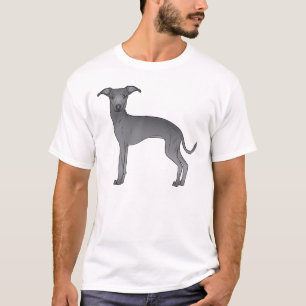 Blue Italian Greyhound Niedlich Cartoon Dog Design T-Shirt