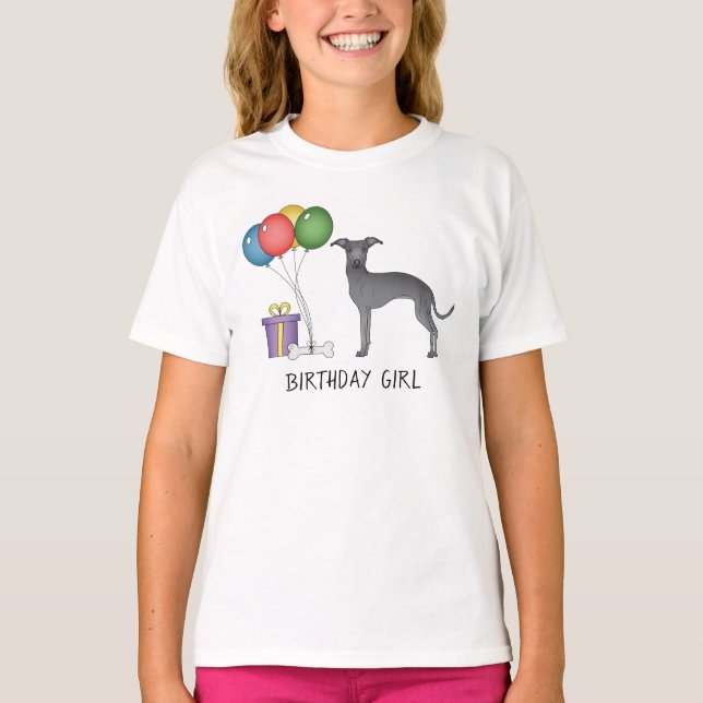 Blue Italian Greyhound Niedlich Dog - Birthday Gir T-Shirt (Vorderseite)