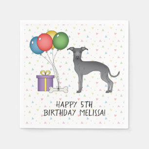 Blue Italian Greyhound Niedlich Dog - Happy Birthd Serviette
