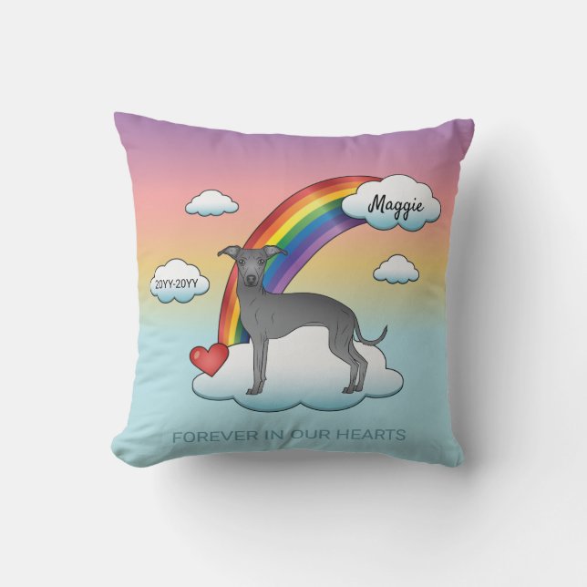 Blue Italian Greyhound Niedlich Dog Rainbow Memori Kissen (Vorderseite)