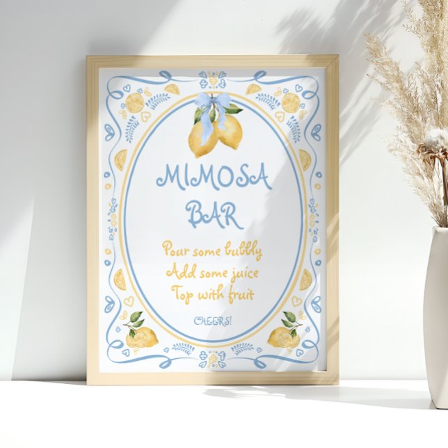 Blue Italian Lemon Brautparty Mimosa Bar Poster (Von Creator hochgeladen)