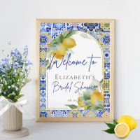 Blue Italian Tiles Arch Citrus Lemons Willkommen