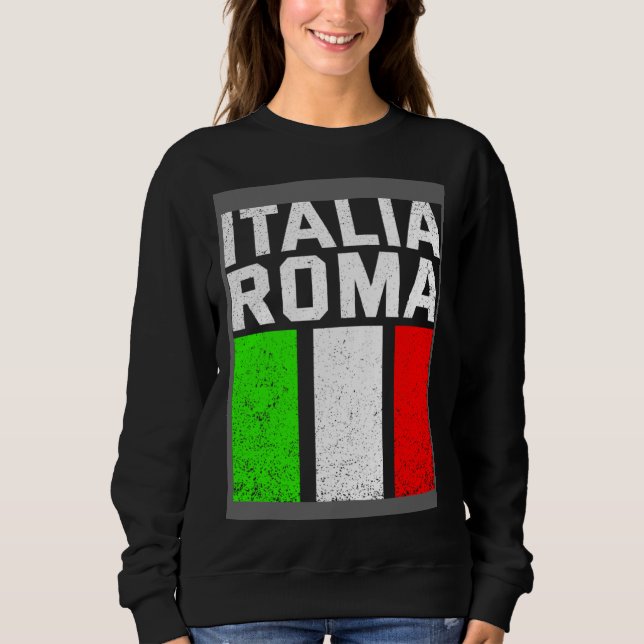 Blue Italy Flag Italian Girl Italia Rome Sweatshirt (Vorderseite)