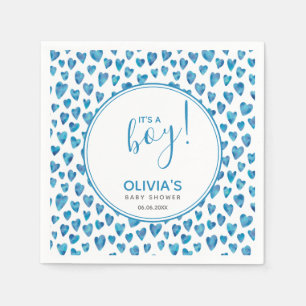 Blue It's a Boy Heart Baby Shower Serviette