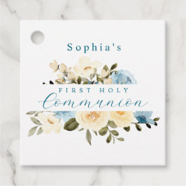 Blue Ivory Blume Grüne Erstkommunion Geschenkanhänger