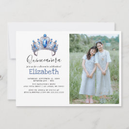 Blue & Ivory Floral Quinceñera Geburtstagsparty Einladung