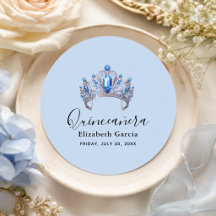 Blue & Ivory Floral Quinceñera