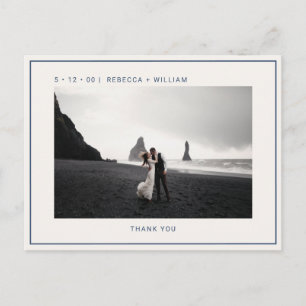 Blue Ivory Foto Wedding Vielen Dank Postkarte