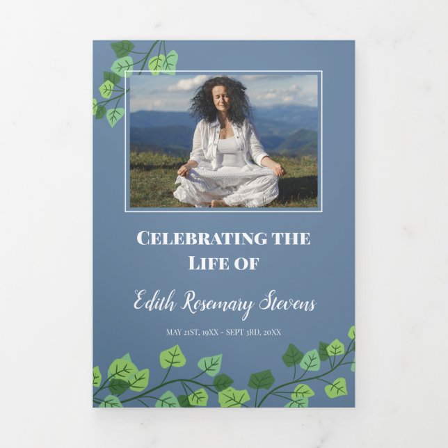 Blue & Ivy Foto Beerdigung Dreifach-gefaltete Programmkarte (Cover)