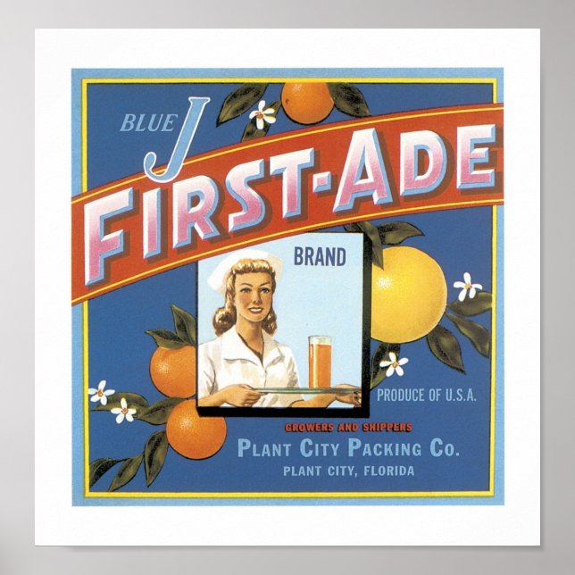 Blue J First Ade Brand Orange Poster (Vorne)