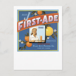 Blue J First-Ade Marken-Orangen Postkarte
