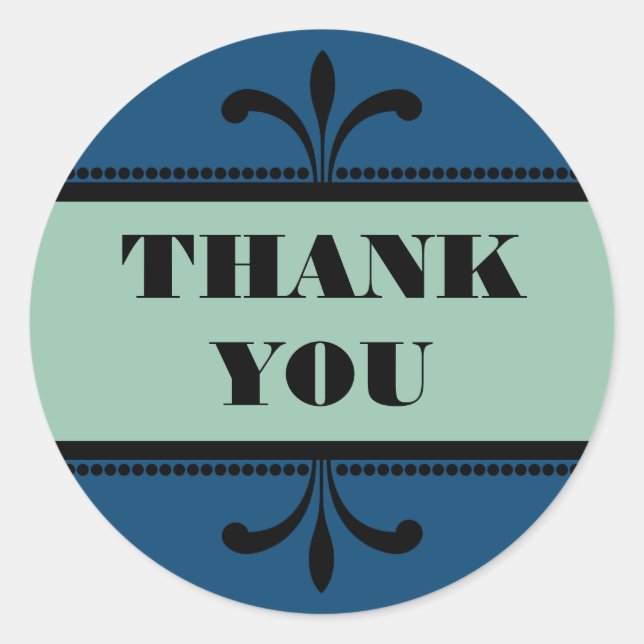 Blue/Jade Extravagant Art Deco Danke Stickers (Vorderseite)