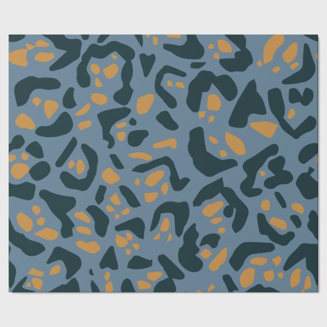 Blue Jaguar Print Geschenkpapier (Saum)