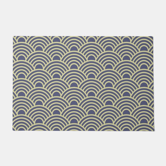 Blue japanese Seigaiha Fußmatte (Vorderseite)
