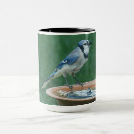 Blue Jay auf Bird Bath Bird Fotografy 15oz Coffee Tasse