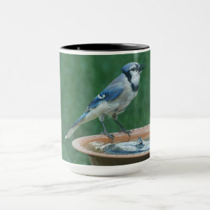 Blue Jay auf Bird Bath Bird Fotografy 15oz Coffee Tasse