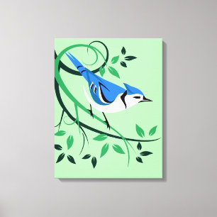 Blue Jay auf Branch Art Leinwanddruck