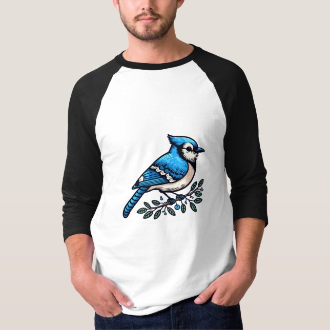 Blue Jay bird Basic 3/4 Sleeve Raglan T - Shirt (Vorderseite)