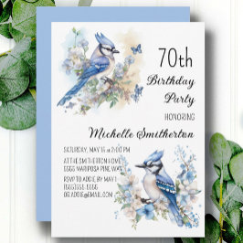 Blue Jay Bird Blume Springtime 70. Geburtstag Einladung