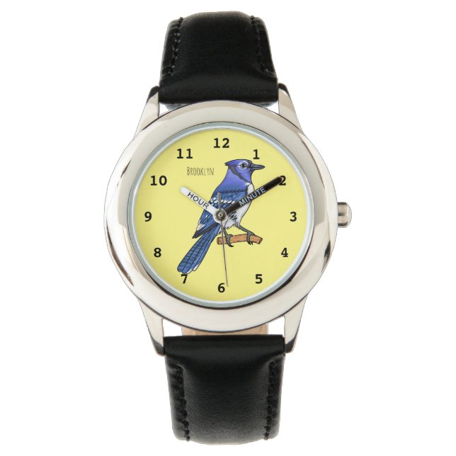 Blue Jay bird Cartoon Armbanduhr (Vorderseite)