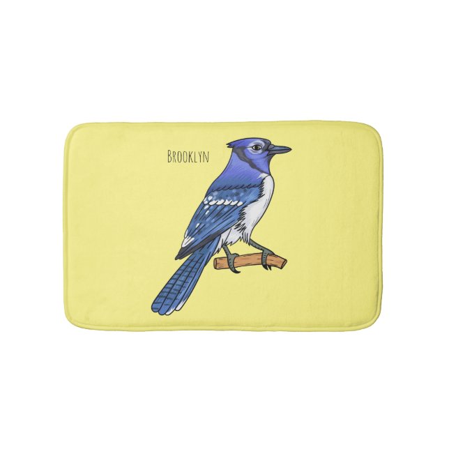 Blue Jay bird Cartoon Badematte (Vorderseite)