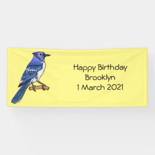 Blue Jay bird Cartoon Banner