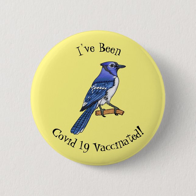 Blue Jay bird Cartoon Button (Vorderseite)