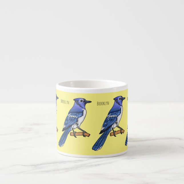 Blue Jay bird Cartoon Espressotasse (Vorderseite)