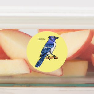 Blue Jay bird Cartoon Etiketten