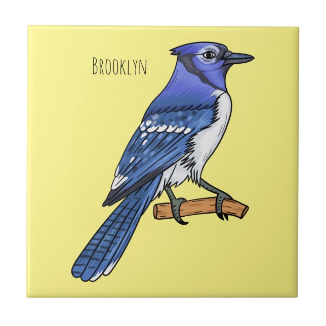 Blue Jay bird Cartoon Fliese (Vorderseite)